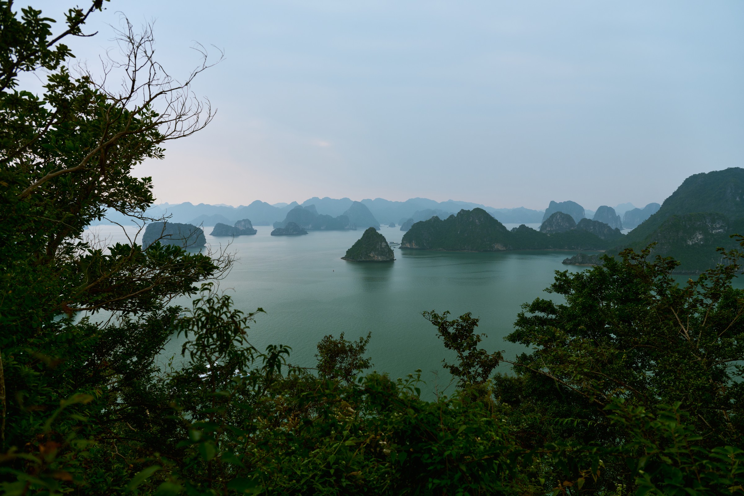 Misty karst islands in Ha Long Bay, Vietnam