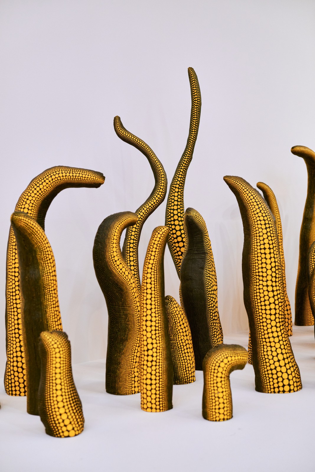 Yellow dotted tentacle sculptures by Yayoi Kusama, Stedelijk Museum Amsterdam