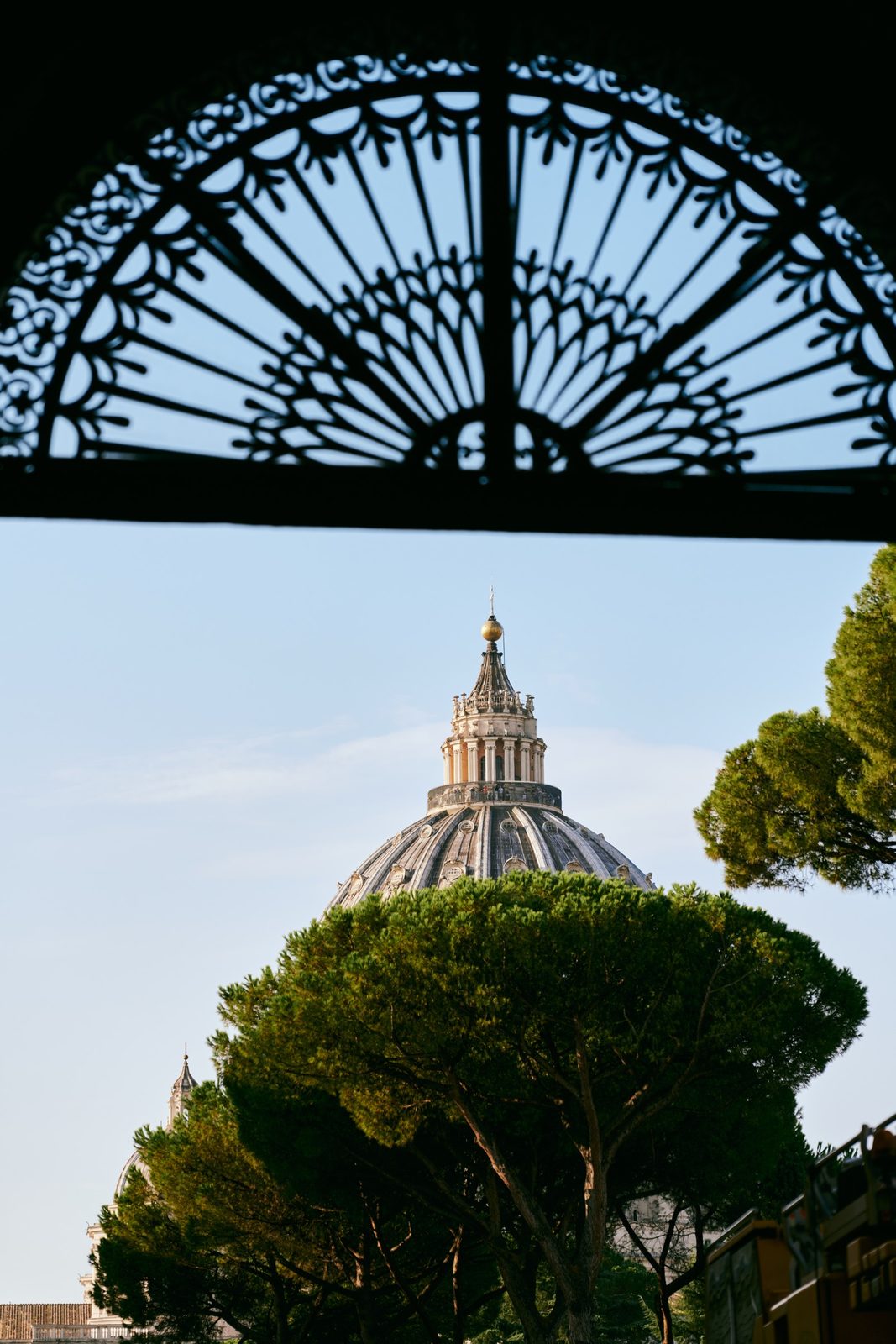 Dome seen through an iron gate, Vatican Museums, Vatican City